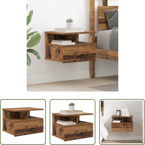 Comodino moderno - Comodino flottante con cassetto Legno vecchio 40 x 31 x 28 cm