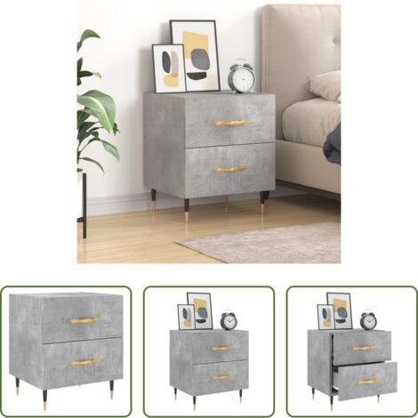 Comodino moderno -  Comodino Grigio Cemento 40x35x47,5 cm in Legno Multistrato