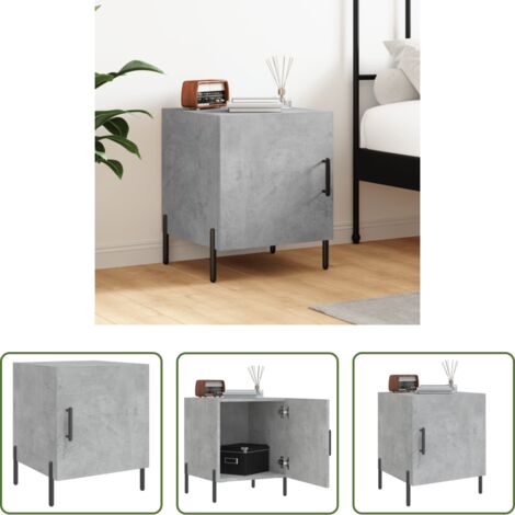 Comodino moderno -  Comodino Grigio Cemento 40x40x50 cm in Legno Multistrato
