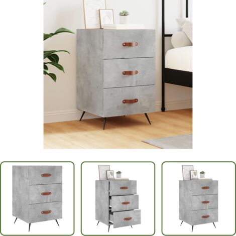 Comodino moderno -  Comodino Grigio Cemento 40x40x66 cm in Legno Multistrato
