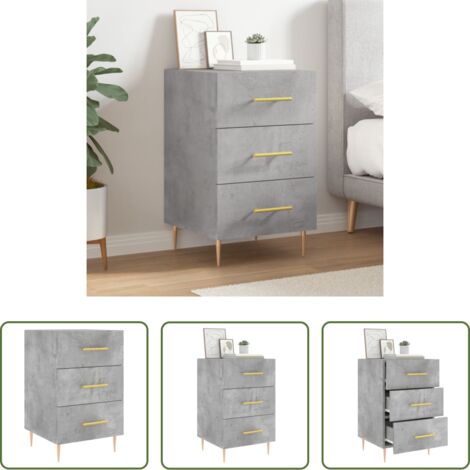 Comodino moderno -  Comodino Grigio Cemento 40x40x66 cm in Legno Multistrato