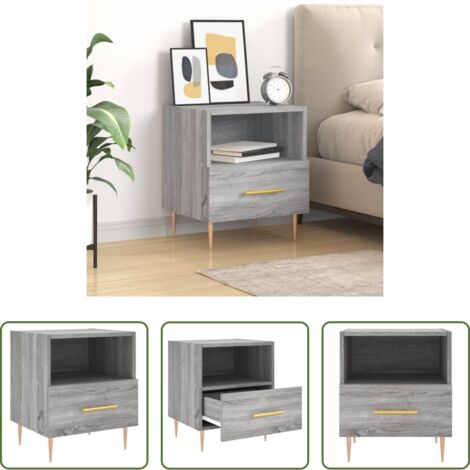 Comodino moderno -  Comodino Grigio Sonoma 40x35x47,5 cm in Legno Multistrato
