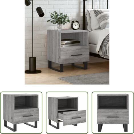 Comodino moderno - Comodino Grigio Sonoma 40x35x47,5 cm in Legno Multistrato