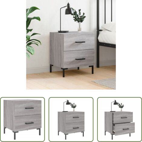 Comodino moderno -  Comodino Grigio Sonoma 40x35x47,5 cm in Legno Multistrato