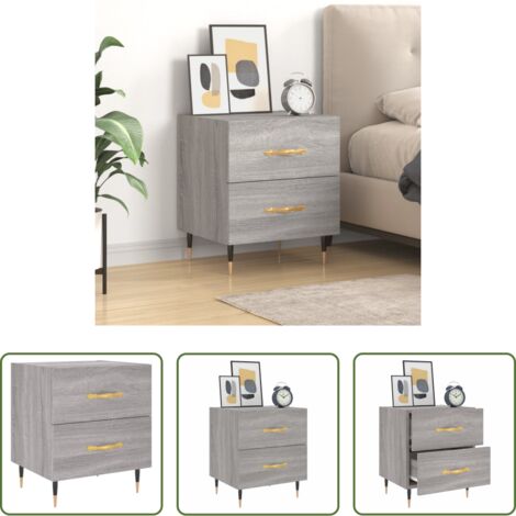 Comodino moderno -  Comodino Grigio Sonoma 40x35x47,5 cm in Legno Multistrato