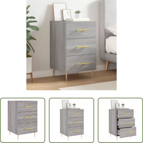 Comodino moderno -  Comodino Grigio Sonoma 40x40x66 cm in Legno Multistrato
