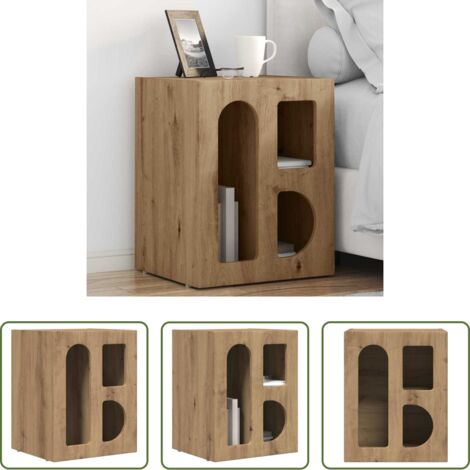 Comodino moderno -  Comodino Rovere artigianale 40 x 35 x 50 cm Legno multistrato