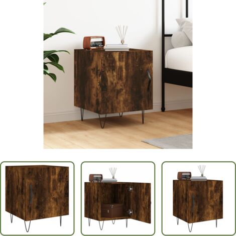 Comodino moderno -  Comodino Rovere Fumo 40x40x50 cm in Legno Multistrato