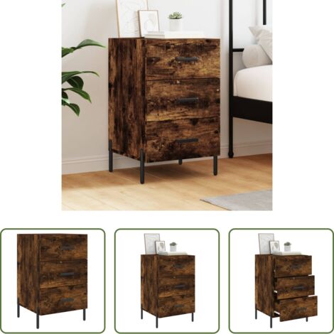 Comodino moderno -  Comodino Rovere Fumo 40x40x66 cm in Legno Multistrato