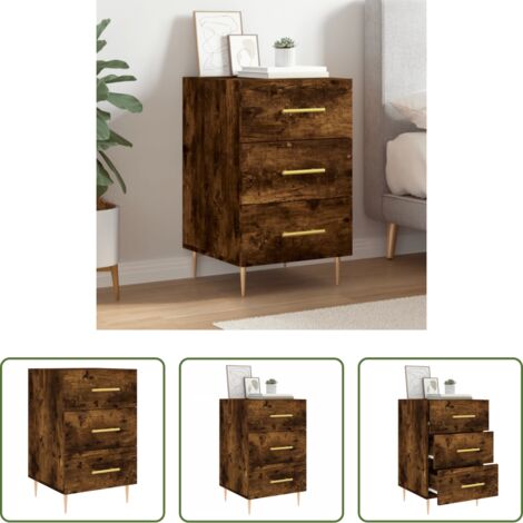 Comodino moderno -  Comodino Rovere Fumo 40x40x66 cm in Legno Multistrato