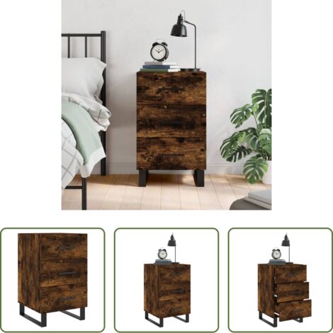 Comodino moderno -  Comodino Rovere Fumo 40x40x66 cm in Legno Multistrato