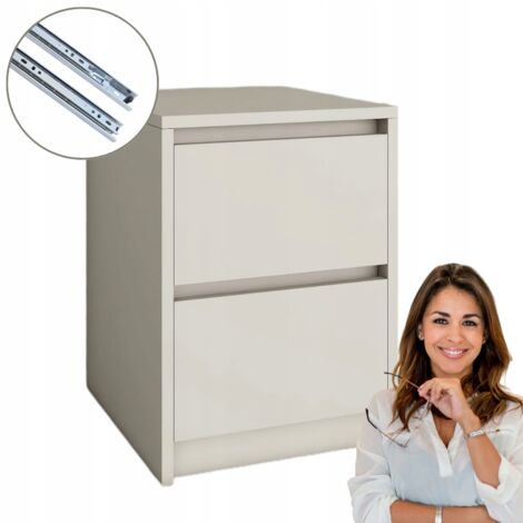 Comodino moderno con 2 cassetti  Frontali senza maniglie  42x52,2x43 cm