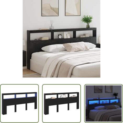 Comodino moderno -  Testiera Rovere Nero 220 x 17 x 102 cm Legno multistrato