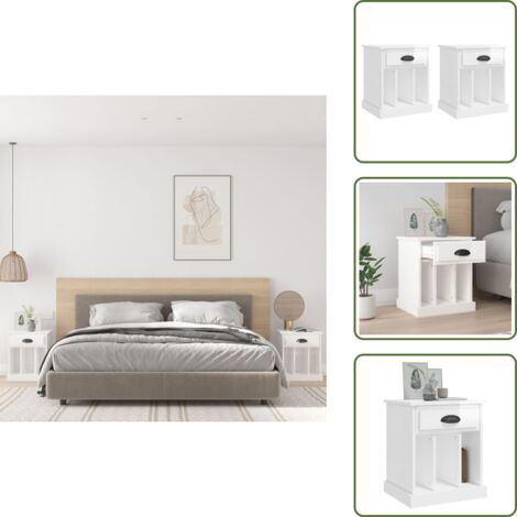 Comodino moderno - vidaXL Comodini 2 pz Bianco Lucido 43x36x50 cm - Comodino con cassetto