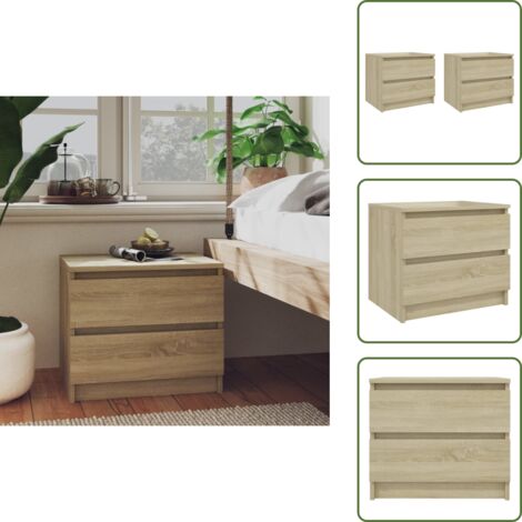 Comodino moderno - vidaXL Comodini 2pz Rovere Sonoma 50x39x43,5 cm in Legno Multistrato - Comodino con cassetti