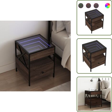 Comodino moderno - vidaXL Comodino con LED Infinity Rovere Marrone 40x40x51 cm - Comodino con LED