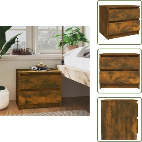Comodino moderno - vidaXL Comodino Rovere Fumo 50x39x43,5 cm in Legno Multistrato - Comodino con cassetti
