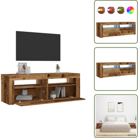 Comodino multifunzionale - vidaXL Comodini 2 pz con Luci LED Legno Antico 60x35x40 cm -