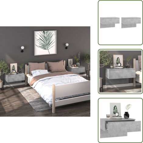 Comodino multifunzionale - vidaXL Comodini a Muro 2 pz Grigio Cemento -