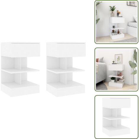 Comodino multifunzionale - vidaXL Comodini Bianchi 2 pz 40x35x65 cm in Legno Ingegnerizzato - Comodino per camera