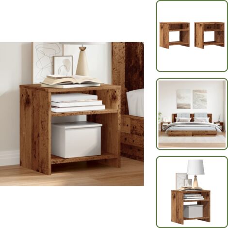 Comodino multifunzionale - vidaXL Comodini Legno Antico 2 pz 40x30x40 cm in Legno Multistrato - Comodino per camera da letto