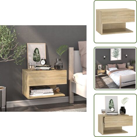 Comodino multifunzionale - vidaXL Comodino a Parete Rovere Sonoma - Comodino per parete
