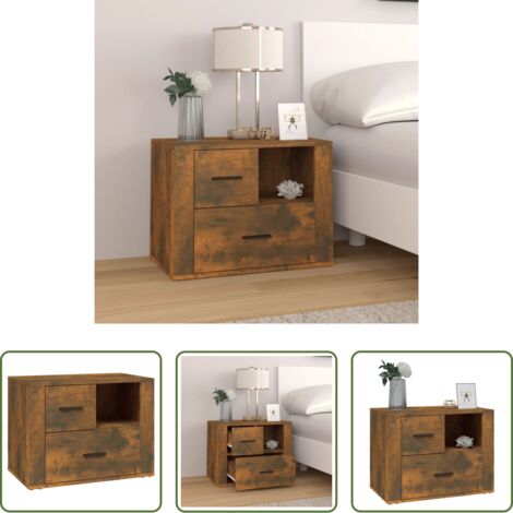 Comodino multistrato -  Comodino Rovere Fumo 60x36x45 cm Legno Multistrato