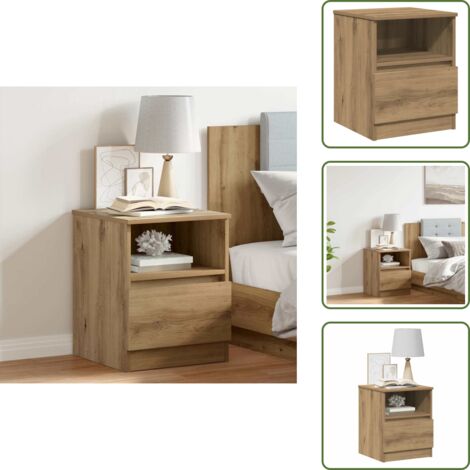 Comodino multistrato - vidaXL Comodino Rovere Artigianale 40x40x50 cm in Legno Multistrato - Comodino con cassetto