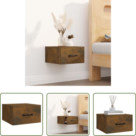 Comodino murale -  Comodino a Muro Rovere Fumo 35x35x20 cm