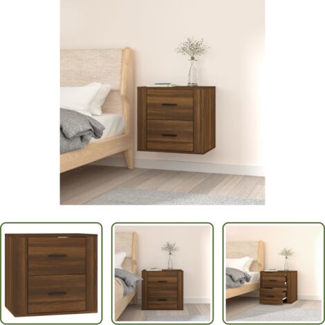 Comodino murale -  Comodino a Muro Rovere Marrone 50x36x47 cm