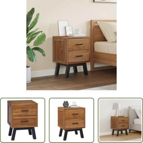 Comodino naturale -  Comodino Naturale 40 x 35 x 55 cm Legno di teak solido