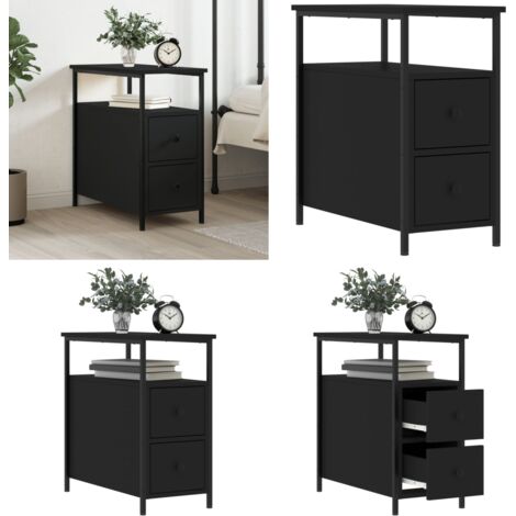 Comodino Nero 30x60x60 cm in Legno Multistrato - Comodino nero - Comodino per camera da letto