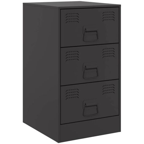 Comodino Nero 34,5x39x62 cm in Acciaio vidaXL 962787