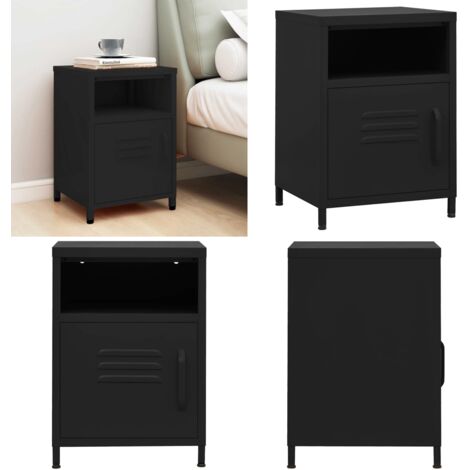 Comodino Nero 35x35x51 cm in Acciaio - Comodino moderno - Comodino nero