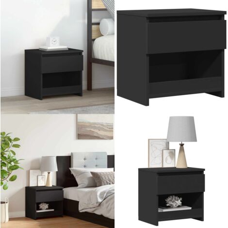 Comodino Nero 40x30x39 cm in Legno Multistrato - Comodino nero - Comodino da soggiorno