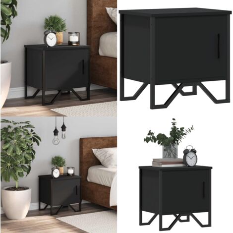 Comodino Nero 40x30x40 cm in Legno Multistrato - Comodino nero - Comodino con cassetti