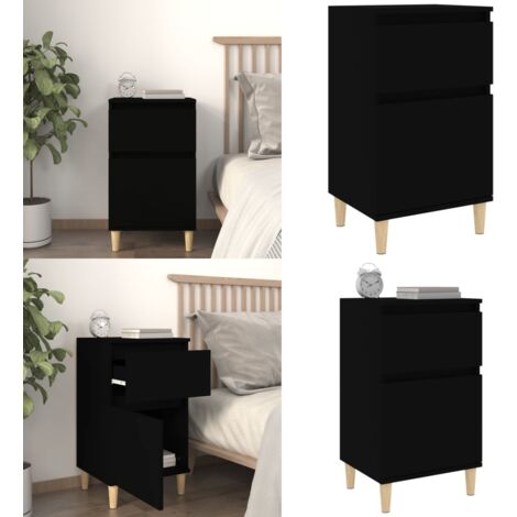 Comodino Nero 40x35x70 cm - Comodino in legno - Comodino con ripiani