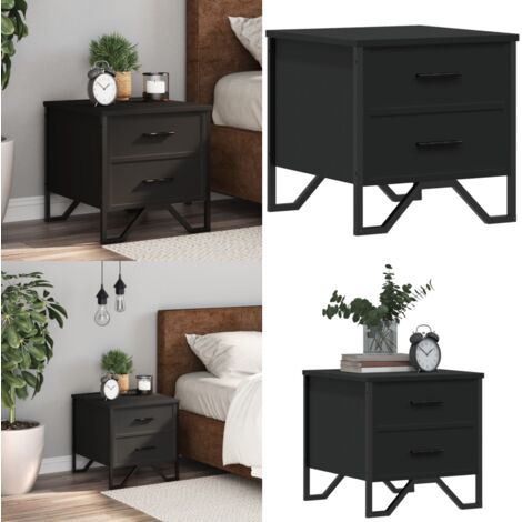 Comodino Nero 40x41x40 cm in Truciolato - Comodino nero - Comodino per interni