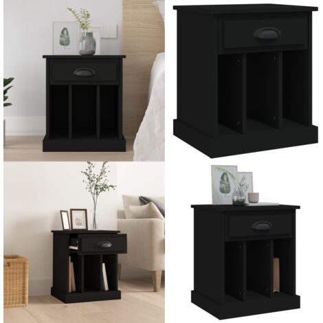 Comodino Nero 43x36x50 cm - Comodino in legno - Comodino con cassetto
