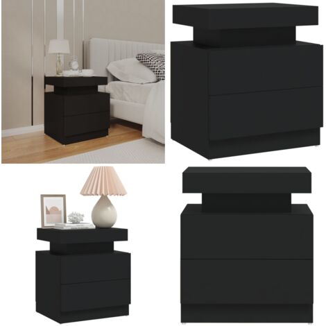 Comodino Nero 45x35x52 cm in Legno Multistrato - Comodino nero - Comodino multifunzione