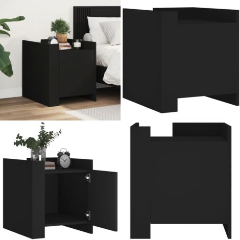 Comodino Nero 45x50x50 cm in Legno Multistrato - Comodino nero - Comodino multistrato