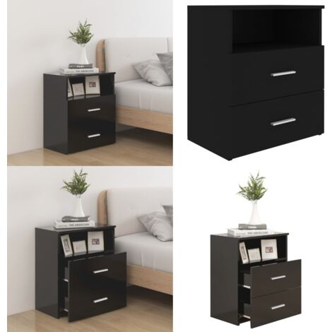 Comodino Nero 50x32x60 cm - Comodino per camera da letto - Comodino con cassetti