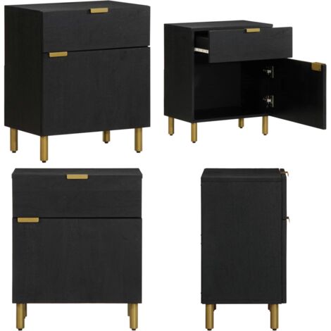 Comodino Nero 50x33x60 cm in Legno Multistrato - Comodino nero - Comodino con cassetto