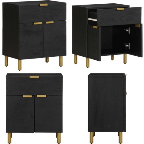 Comodino Nero 50x33x60 cm in Legno Multistrato - Comodino nero - Comodino con cassetto