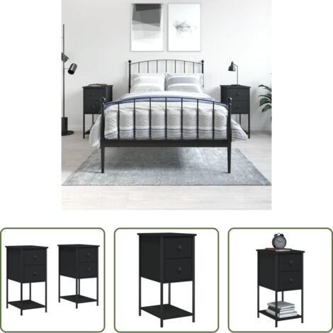 Comodino nero -  Comodini 2 pz Neri 32x42x70 cm in Legno Multistrato