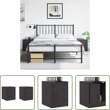 Comodino nero -  Comodini 2 pz Neri 34,5x39x44 cm in Acciaio