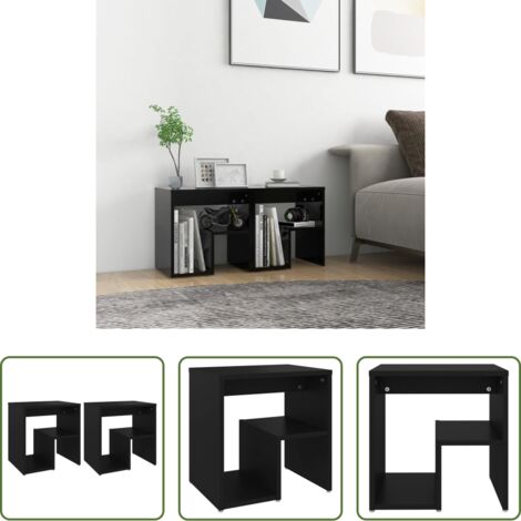 Comodino nero -  Comodini 2 pz Neri 40x30x40 cm in Legno Multistrato