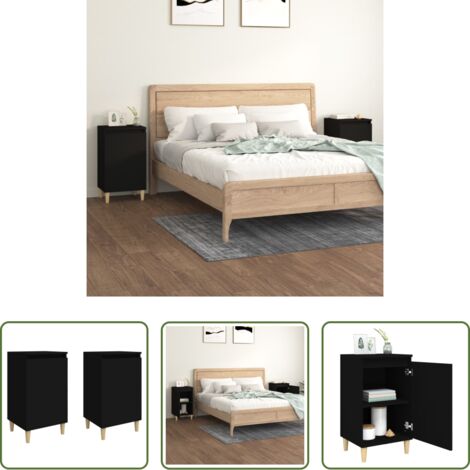 Comodino nero -  Comodini 2 pz Neri 40x35x70 cm in Legno Multistrato