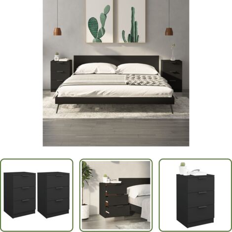 Comodino nero -  Comodini 2 pz Neri 40x36x65 cm