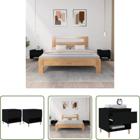 Comodino nero -  Comodini 2 pz Neri 50x46x50 cm in Legno Multistrato